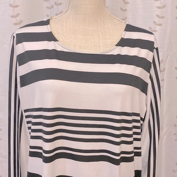 Peck & Peck woman’s black & White striped tunic top long sleeve size XL - Picture 4 of 16